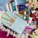 🩵 আকাশী কাতান শাড়ি-প্রিমিয়াম ২৭টি গিফট কম্বো